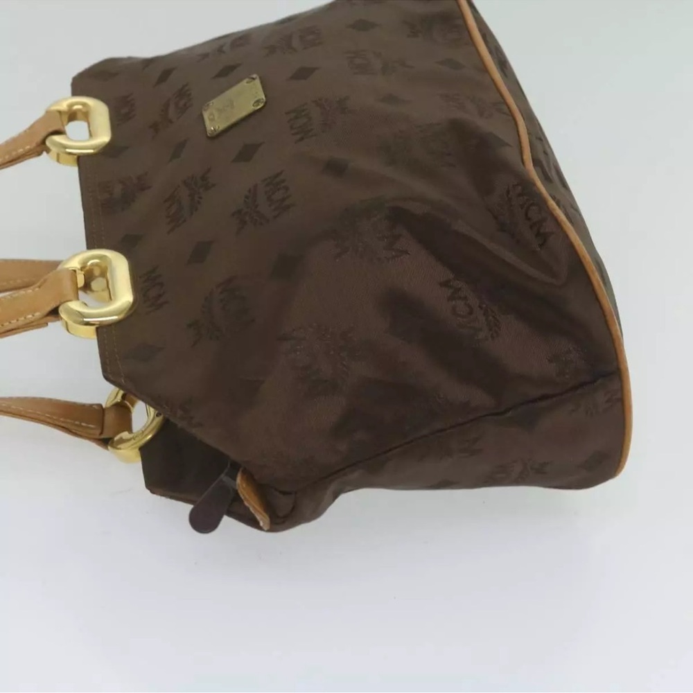 MCM Brown and Tan Satchel with Gold Hardware - Picture 3 of 16